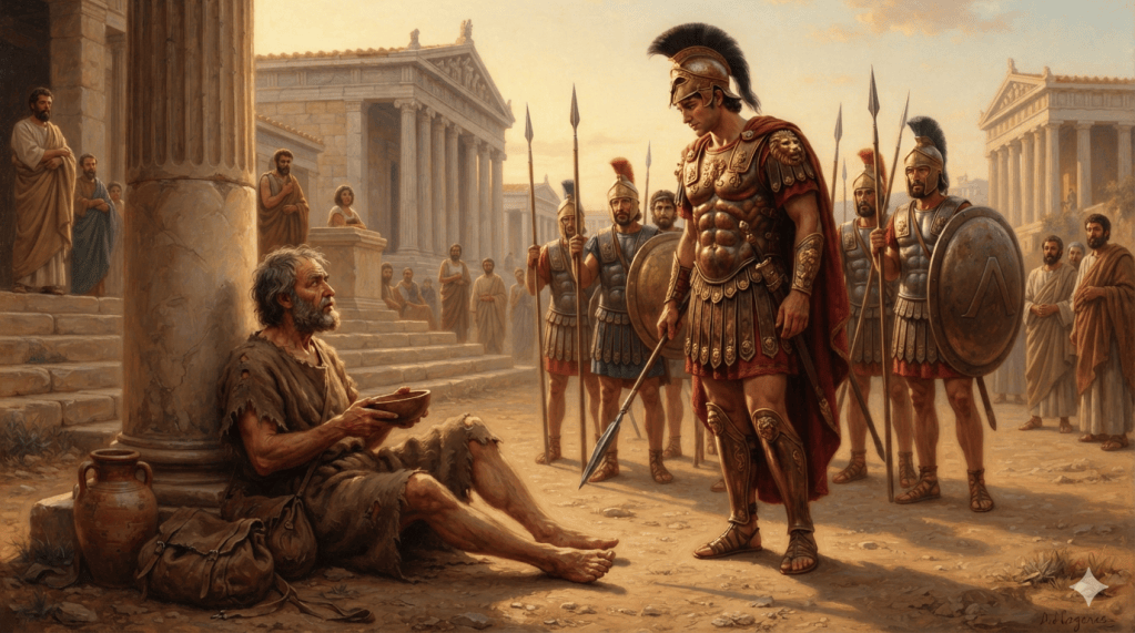 Diogenes of Sinope meeting Alexander the Great